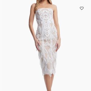 Dress the Population Strapless White Lace Dress